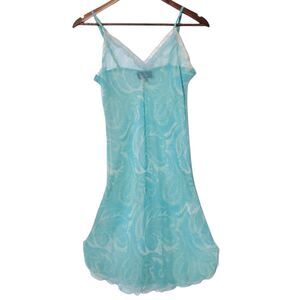 Vintage Bed Of Roses Sheer Slip Size S Paisley Fairy Coquette Ballet Aqua Womens